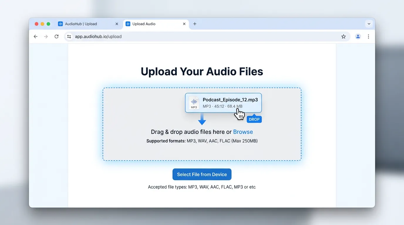 Whisper Web file upload interface